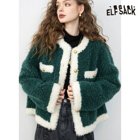 送料無料 ELFSACK ボアコート ダッフルコート レディース エルフサック ブランド 緑 長袖 低身長 女性コート 冬 軽量 薄手 秋 きれいめ おしゃれ 可愛い 韓国 ファッション 個性的 Y2K
