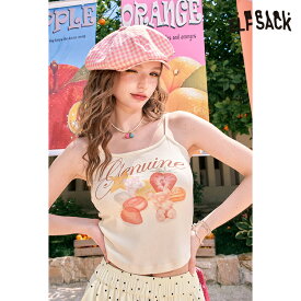送料無料 ELFSACK キャミソール インナー 肌着 プリント レディース エルフサック ギャル Y2K ブランド 春 夏 きれいめ おしゃれ 可愛い カジュアル 体型カバー 30代 40代 50代 uvカット韓国 ファッション 個性的 派手