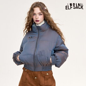 送料無料 ELFSACK ダウンジャケット リバーシブル チェック柄 プリント ダウン90% レディース エルフサック ギャル Y2K ブランド 秋 冬 きれいめ おしゃれ 可愛い カジュアル 体型カバー 30代 40代 50代 uvカット 韓国 ファッション 個性的 派手