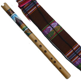 民族楽器 P-38 アンデス楽器 ケーナ 女性最適 フォルクローレ楽器 伝統楽器 ペルー製 竹製 絵付き ナスカ アルパカ柄 アンデス風景