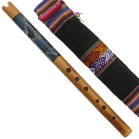 民族楽器 P-46 アンデス楽器 ケーナ 女性最適 フォルクローレ楽器 伝統楽器 ペルー製 竹製 絵付き ナスカ ハチドリ アンデス風景