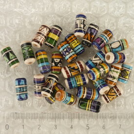 ペルー ビーズ 円柱A 各1個 28個 アンデス クスコ 手書き アクセサリーパーツ 可愛い 綺麗 インカ 民族商品