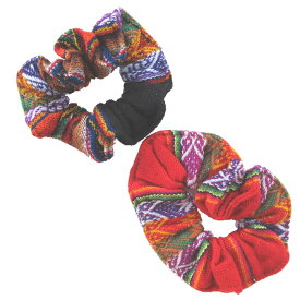 シュシュ 髪留め MA2-33 ペルー 民族織物 伝統織物　アンデス チチカカ湖 マンタ素材 3色3個セット フォルクローレ衣装