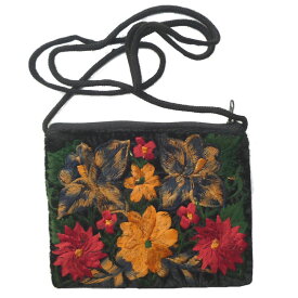 グアテマラ GU-019-04 民族織物 中型 バッグ 財布 小物入れ フォルクローレ衣装 伝統織物 刺繡 ミニショルダーバッグ 花柄