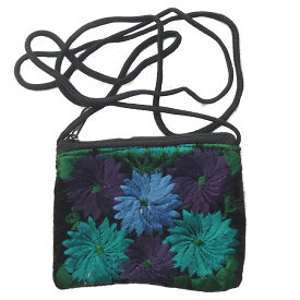 グアテマラ GU-018-02 民族織物 小型 バッグ 財布 小物入れ フォルクローレ衣装 伝統織物 刺繡 ミニショルダーバッグ 花柄
