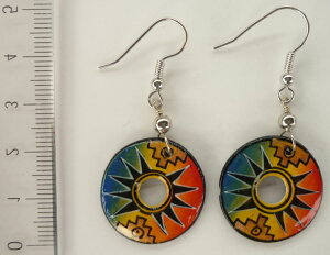 ペルー アンデス インカ セラミカ 陶器 ピアス 丸型 PI-021-07 綺麗 可愛い フォルクローレ音楽 フォルクローレ衣装 ナスカ