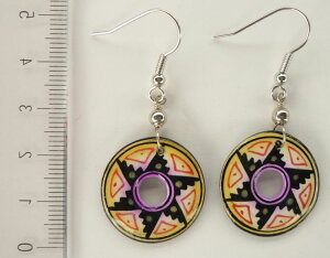 ペルー アンデス インカ セラミカ 陶器 ピアス 丸型 PI-021-08 綺麗 可愛い フォルクローレ音楽 フォルクローレ衣装 ナスカ