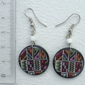 ペルー アンデス インカ セラミカ 陶器 ピアス 丸型 PI-036-11 綺麗 可愛い フォルクローレ音楽 フォルクローレ衣装