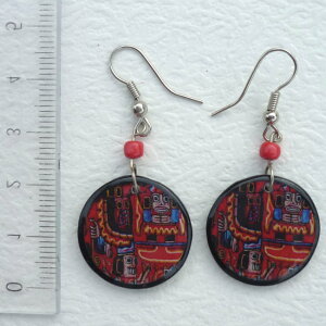 ペルー アンデス インカ セラミカ 陶器 ピアス 丸型 PI-036-05 綺麗 可愛い フォルクローレ音楽 フォルクローレ衣装