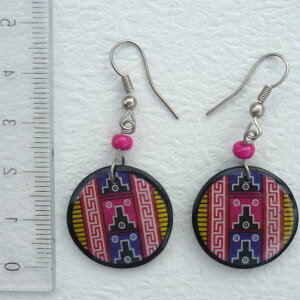 ペルー アンデス インカ セラミカ 陶器 ピアス 丸型 PI-036-03 綺麗 可愛い フォルクローレ音楽 フォルクローレ衣装