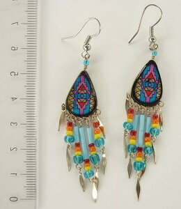 ペルー アンデス PI-009-05 クスコ 陶器 ビーズ ピアス インカ柄 民族衣装 フォルクローレ衣装 フォルクローレ音楽 綺麗