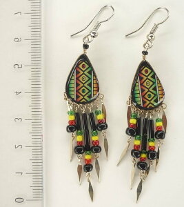 ペルー アンデス PI-009-06 クスコ 陶器 ビーズ ピアス インカ柄 民族衣装 フォルクローレ衣装 フォルクローレ音楽 綺麗