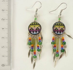 ペルー アンデス PI-011-08 クスコ 陶器 ビーズ ピアス インカ柄 民族衣装 フォルクローレ衣装 フォルクローレ音楽 綺麗