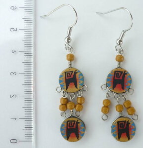 ペルー 民族柄 PI-029-05 アンデス クスコ 陶器 2段 ピアス インカ柄 民族衣装 フォルクローレ衣装 フォルクローレ音楽