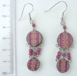 ペルー 民族柄 PI-029-09 アンデス クスコ 陶器 2段 ピアス インカ柄 民族衣装 フォルクローレ衣装 フォルクローレ音楽