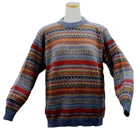 男性 アルパカ100％ セーター ALC-052 丸首 ペルー アンデス ソフト 暖かい 幾何学柄 可愛い 綺麗 アンデス インカ