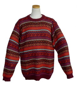 男性　アルパカ100％セーター　ALC-070 丸首　ペルー製　アンデス　ソフト　暖かい　幾何学柄