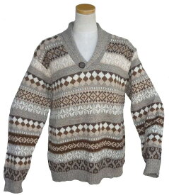 アルパカ100％ ALCN-005 男性 襟付き セーター 幾何学 インカ柄 ペルー アンデス