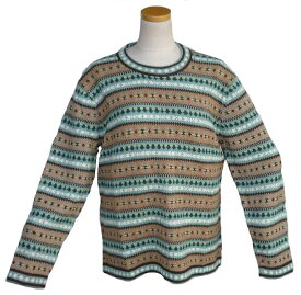 アルパカ100％セーター　ALC-063　男性　丸首　ペルー製　アンデス　ソフト　暖かい　幾何学柄