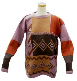 アルパカ100％セーター 男性 ALC-001 丸首　ペルー・アンデス　ナスカ・インカ　刺繍 アウトレット 綺麗 可愛い