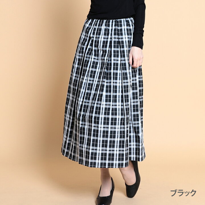 楽天市場】LANTANA ランタナ タフタチェック ギャザースカート 