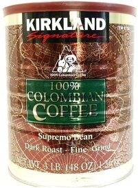 カークランド 100%コロンビアコーヒー粉缶 レギュラーコーヒー 深煎り 細挽き 1.36kg×2缶