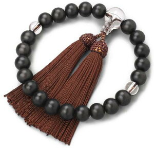 認定 京念珠 数珠 男性用 黒檀 22玉 ( すべての宗派 対応型) 艶なし仕様