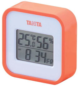 タニタ Tanita 温湿度計 一目で室内環境がわかる 時計 カレンダー 温度 湿度 デジタル 壁掛け 卓上 オレンジ マグネット TT-558 OR