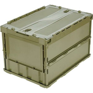 トラスコ中山(TRUSCO) 薄型折りたたみコンテナ 50L ロックフタ付 OD色 TR-C50B-OD 収納ケース 収納ボックス