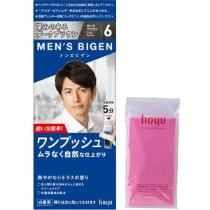 白髪染め 男性用 医薬部外品 ホーユー メンズビゲン ワンプッシュ6 (ダークブラウン) 1剤40g+2剤40g カラーリング用ケープセット付 6ダークブラウン(ケープ付) 1個 (x 1)