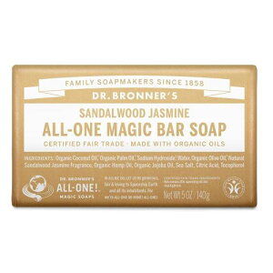 ドクターブロナー マジックソープバー SA(サンダルウッドジャスミン) オーガニック固形石鹸 ココナッツオイル 石けん 140g