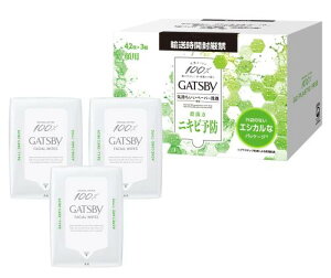 GATSBY(ギャツビー) 医薬部外品 フェイシャルペーパー 薬用アクネケアタイプ メンズ 洗顔シート セット 外装袋レス仕様 42枚×3個