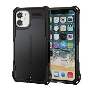 �G���R�� iPhone 12 mini �P�[�X Qi�[�d�Ή� �n�C�u���b�h ZEROSHOCK �ϏՌ� �X�^���_�[�h �u���b�N PM-A20AZEROBK