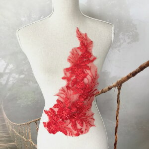 スパンコールモチーフ 花 スパンコール 赤 レッド モチーフ チュール 衣装 ダンス 装飾 ベリーダンス レオタードモチーフ バレエ 新体操