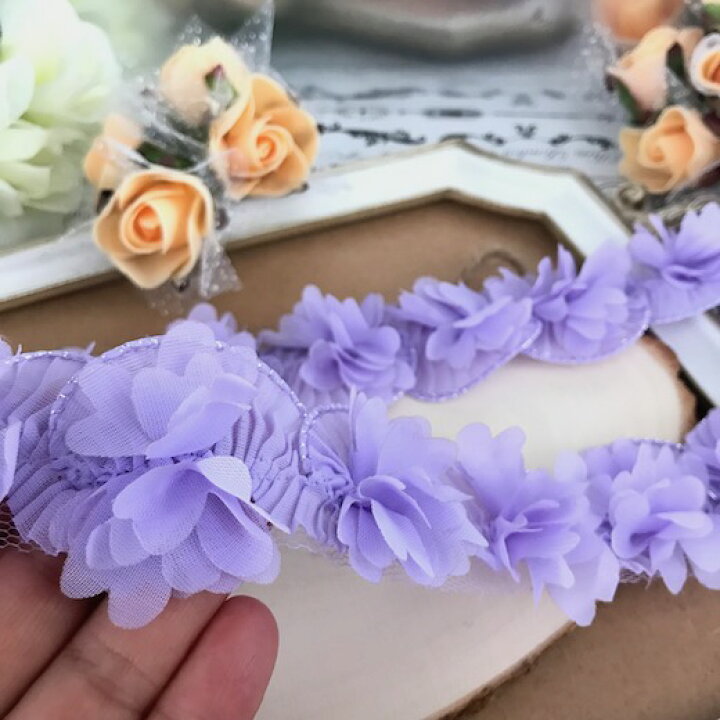楽天市場 レース リボン 手芸 花 立体 シフォンレース パープル チュールレース 紫 装飾 チュールレース ダンス衣装 バレエ衣装 Elisabeth Smile Craft Shop