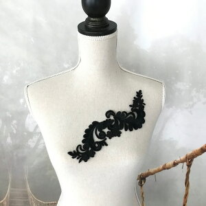 スパンコール付き モチーフ アイロン用 黒 ワッペン アップリケ ダンス衣装 装飾 貼り付け 衣装 手作り 装飾 バレエ衣装 レオタード 素材 材料 花柄 ブラック