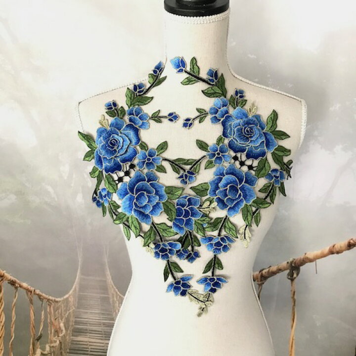 894円 【超歓迎】 薔薇 モチーフ バラ 刺繍 装飾 キラキラ 衣装 手作り ブルー パーツ 894円 【超歓迎】 薔薇 モチーフ バラ 刺繍 装飾 キラキラ 衣装 手作り ブルー パーツ