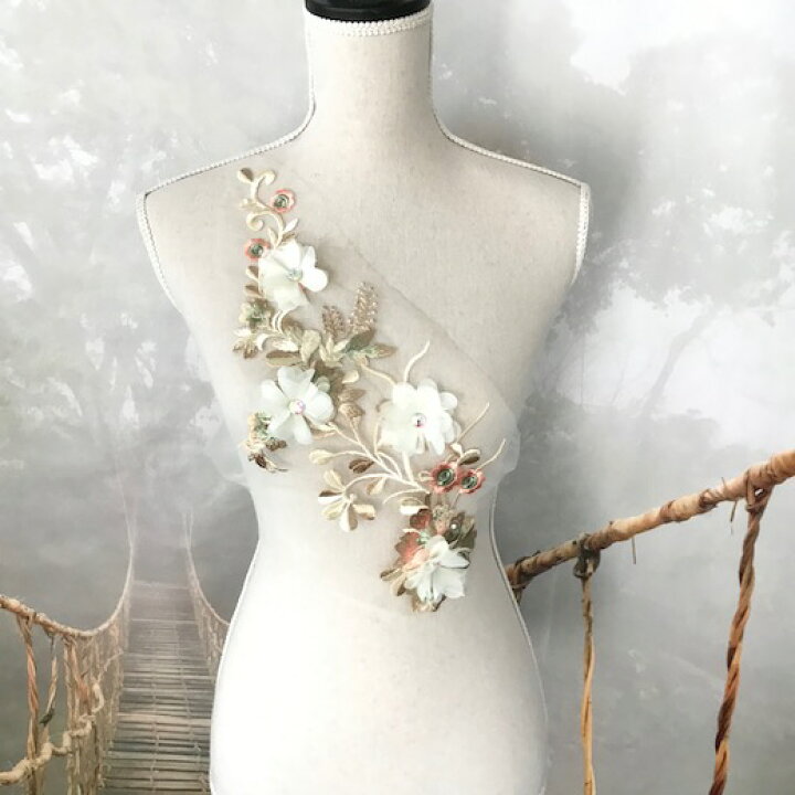 楽天市場】モチーフレース 花柄 モチーフ 白 花モチーフ 服飾 ビーズ 