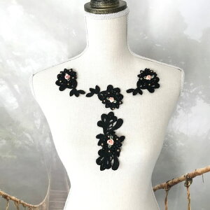 モチーフレース 立体的 花 バラ 衣装 服飾 モチーフ アップリケ ブラック お花 装飾 黒 レオタード バトンモチーフ 新体操 ダンス衣装