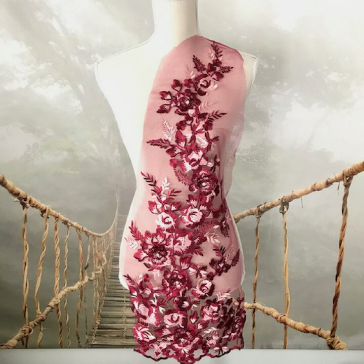 楽天市場】モチーフ 花 チュールモチーフ 衣装 花模様 レッド 刺繍  
