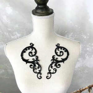 刺繍 ワッペン アイロン接着可 黒 刺繍ワッペン レオタードモチーフ アイロン用 モチーフ 装飾 バトントワリング バレエ衣装 衣装モチーフ