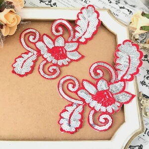 スパンコール モチーフ 花 衣装 バトン レオタード アイロン用 花モチーフ ワッペン ピンク ダンス 装飾 貼り付け ハンドメイド