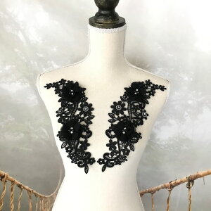 モチーフレース レースモチーフ 新体操 衣装モチーフ レオタードモチーフ バトンモチーフ フラメンコ 社交ダンス 素材 材料 装飾 黒 ブラック