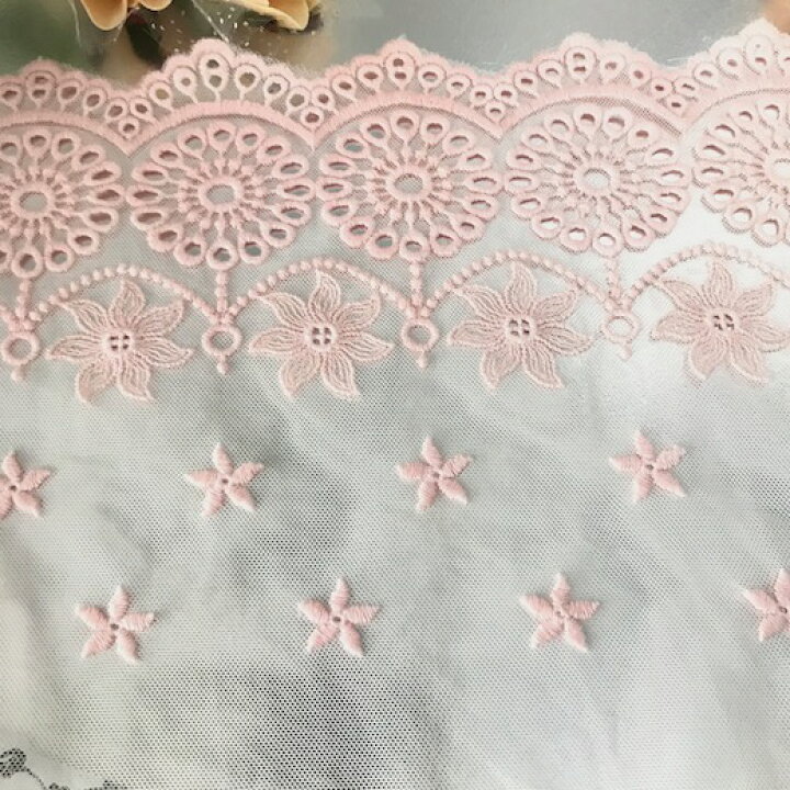 楽天市場】レース 手芸 幅広 花模様 ピンク系 刺繍 リボン 飾り 素材 