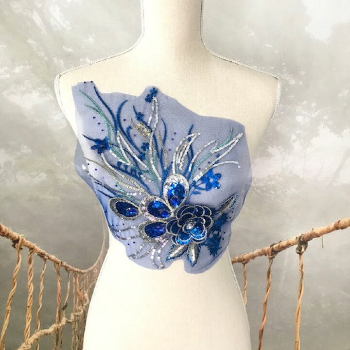 楽天市場 チュールモチーフ ブルー ゴールド 立体的 花 モチーフ アップリケ 青 スパンコール付 キラキラ 花 刺繍 手作り 衣装 装飾 ダンス Elisabeth Smile Craft Shop