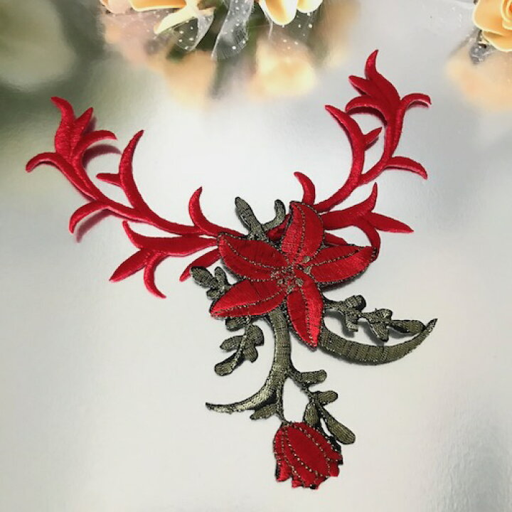 楽天市場 アップリケ レッド ネックライン 花 モチーフ 刺繍ワッペン レオタードモチーフ アイロンワッペン アイロン接着 アップリケワッペン パーツ ハンドメイド 素材 モチーフ 装飾 バトントワリング Elisabeth Smile Craft Shop