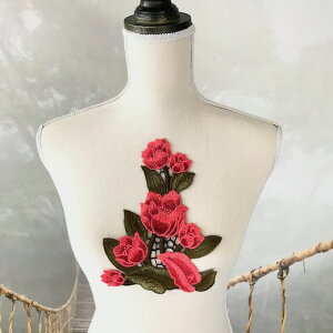 バトン レオタード 衣装 モチーフ バラ 花モチーフ 刺繍モチーフ ベリーダンス 社交ダンス バレエ衣装 装飾 服飾 レオタードモチーフ レッド