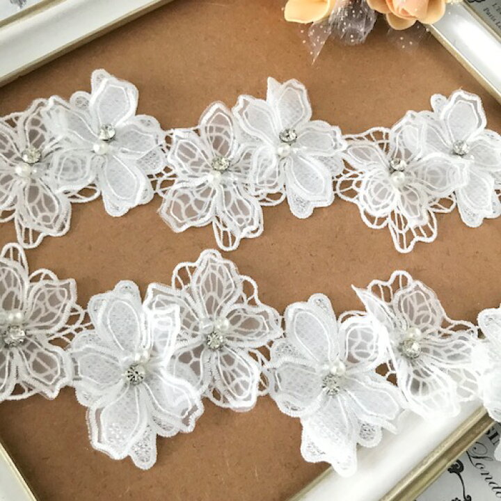 楽天市場 レース リボン 花 手芸 チュールレース 花模様 衣装 装飾 刺繍レース ホワイト 白 リボン バレエ衣装 チュチュレース Elisabeth Smile Craft Shop