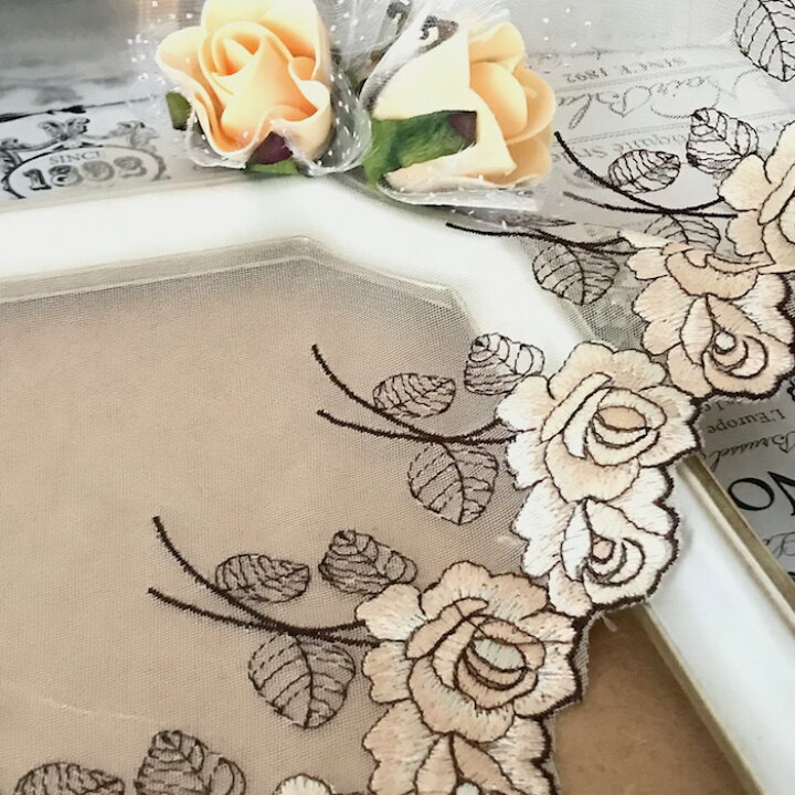 楽天市場 アウトレット品 レース チュールレース 手芸 花柄 花模様 ブラック ベージュ 花柄 衣装 刺繍 リボン 手作り 素材 装飾 材料 ダンス衣装 バレエ衣装 Elisabeth Smile Craft Shop