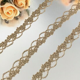 レース リボン 手芸 花柄 ゴールデンブロンズ ブレード メタリックレース ケミカルレース 衣装 装飾 レオタードモチーフ バトンモチーフ バレエ衣装 服飾